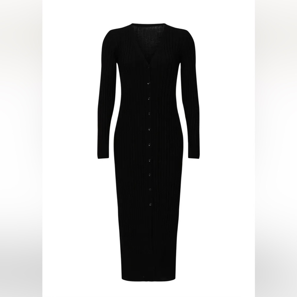 Ribbed Cardigan Dress - size S in Black